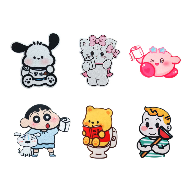 Factory wholesale fragrant felt toilet stickers toilet cartoon wind self-adhesive odor removal deodorant felt toilet stickers