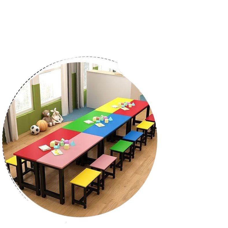 Handmade kindergarten color desks and chairs children's studio painting table primary and secondary school students study table