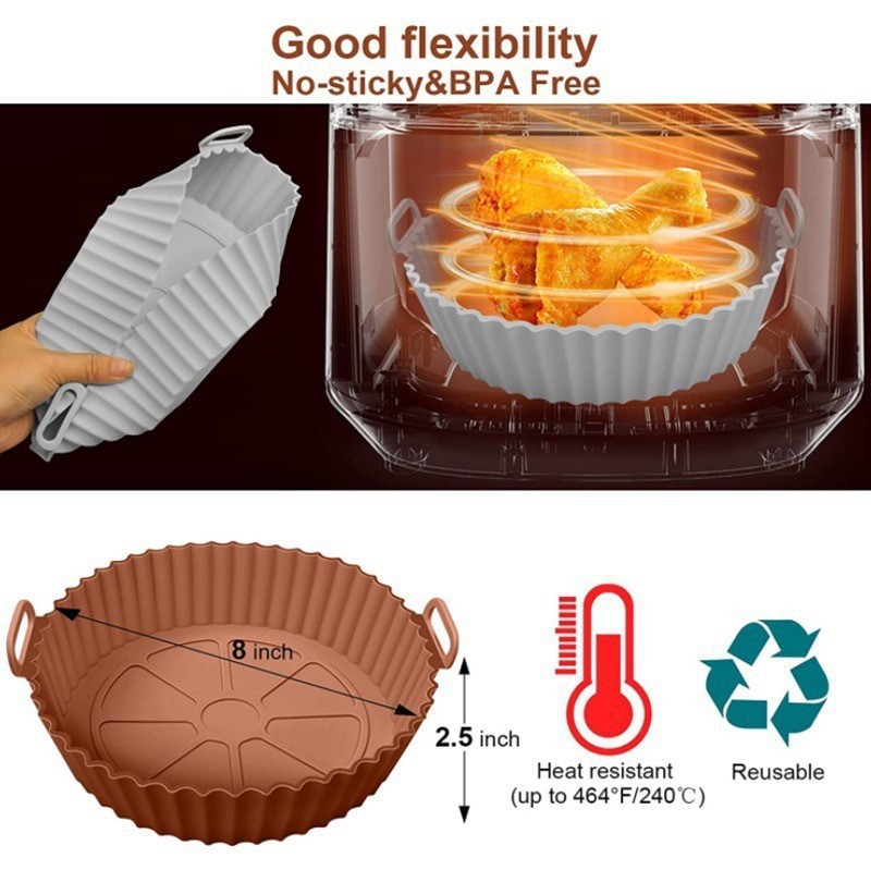 Cross-border Hot Sale Silicone Air Frying Pan Silicone Frying Pan Tray Heat Insulated Baking Pan Cake Tray Frying Pan Inner Pan