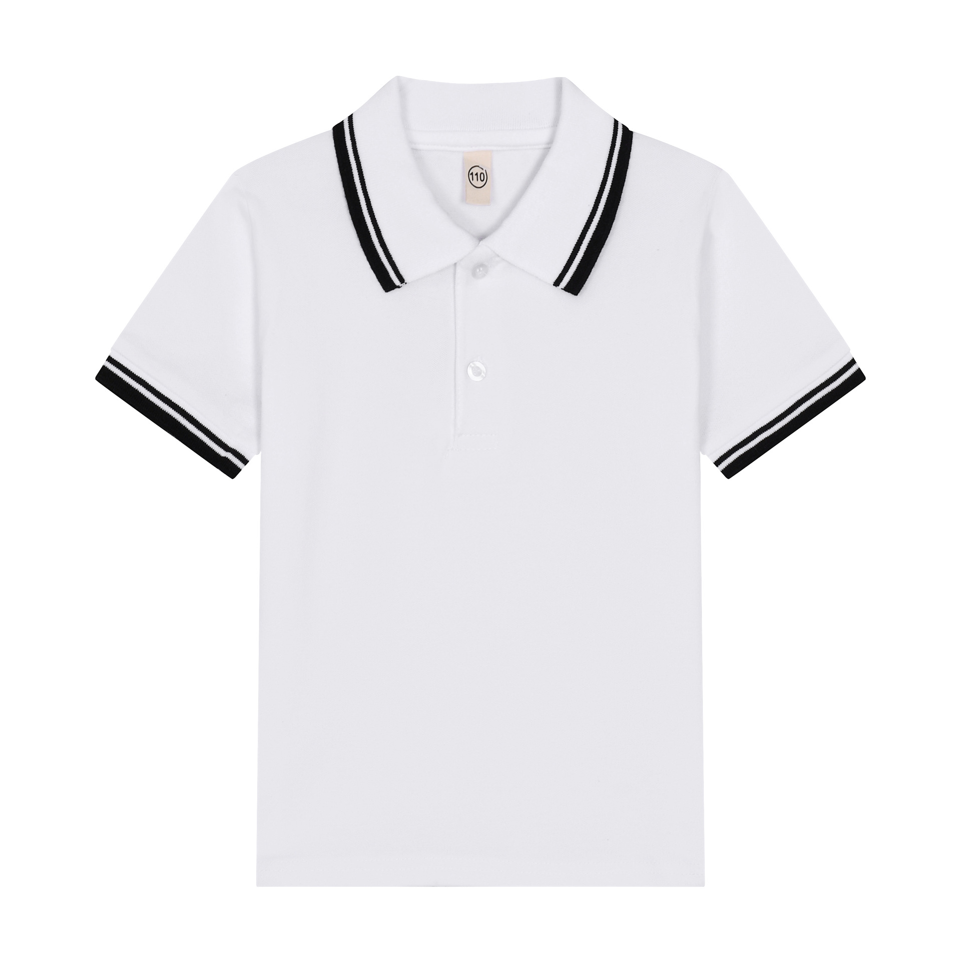 tshirt kids white T-shirt children's polo shirt short-sleeved cotton boys and girls lapel white school uniform Eton same color