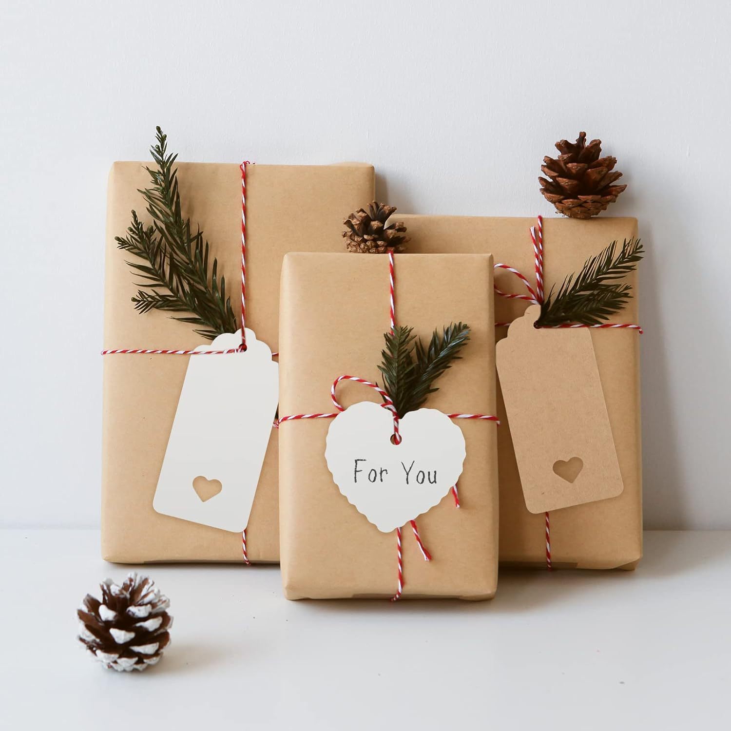 Kraft Paper White Card Tag Blank Rectangular Round Paper Card Halloween Christmas Thanksgiving Handmade Label