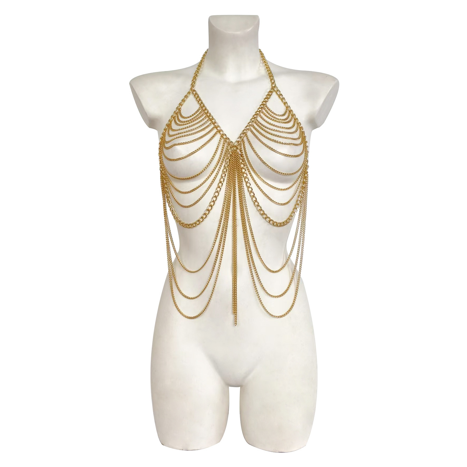 European and American Cross-Border New Women's Sexy Metal Chest Chain Exaggerated Fashion Bikini Tassel Body Chain Dl0107