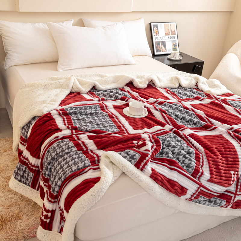 2025 Новый плед из ламбсвита с принтом, утолщенный, многоцелевой, универсальный для офиса