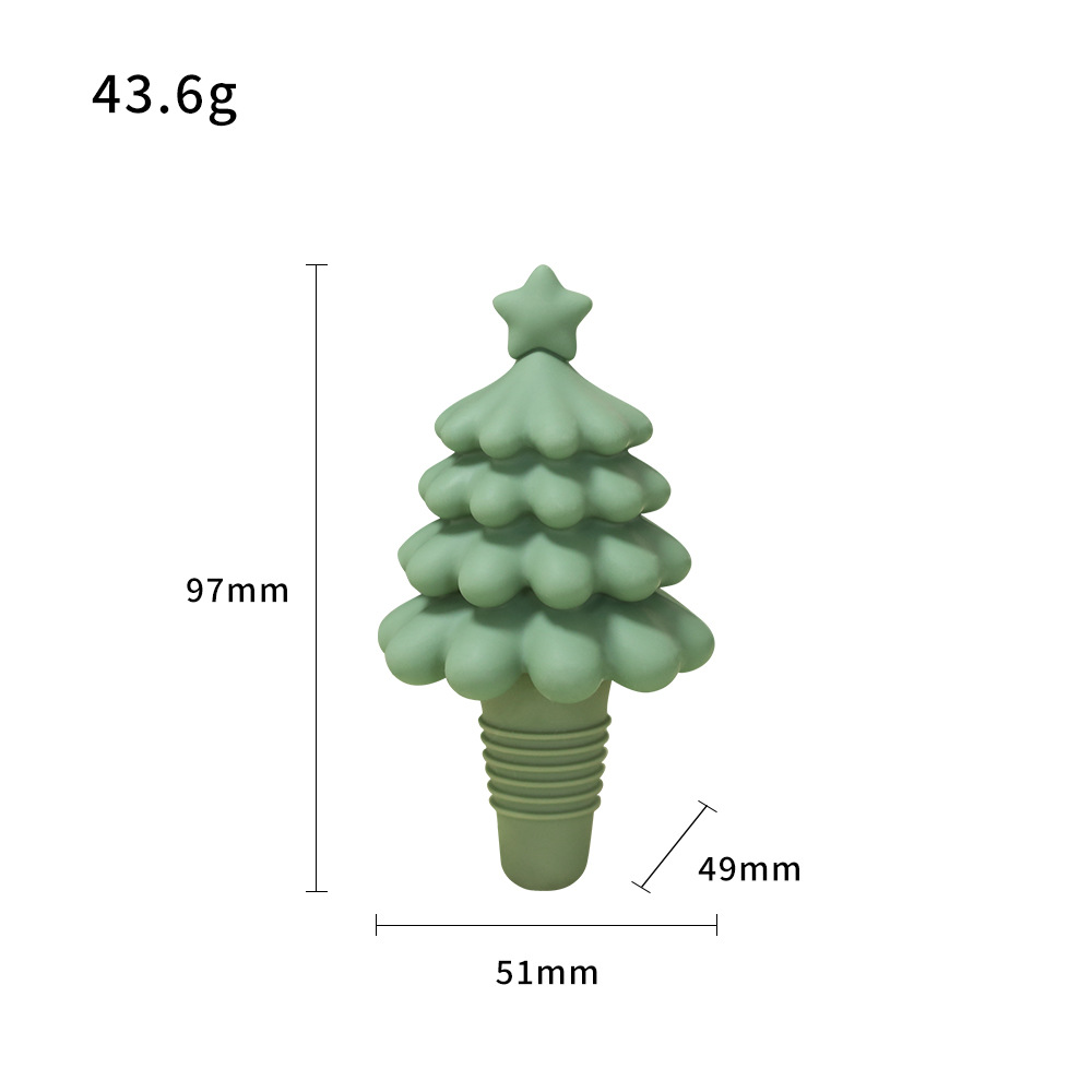Cross-Border Silicone Christmas Tree Wine Stopper Holiday Party Red Wine Beer Beverage Bottle Stopper Food Grade Silicone Sealed Wine Stopper