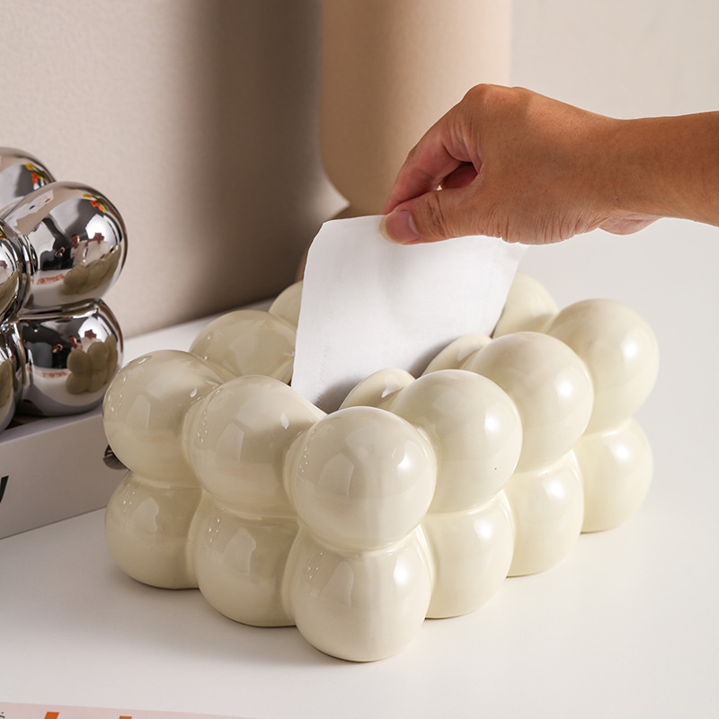 Advanced Sense Ceramic Tissue Box Creative Entry Luxury Living Room Home Coffee Table Decorations Niche Design Paper Box