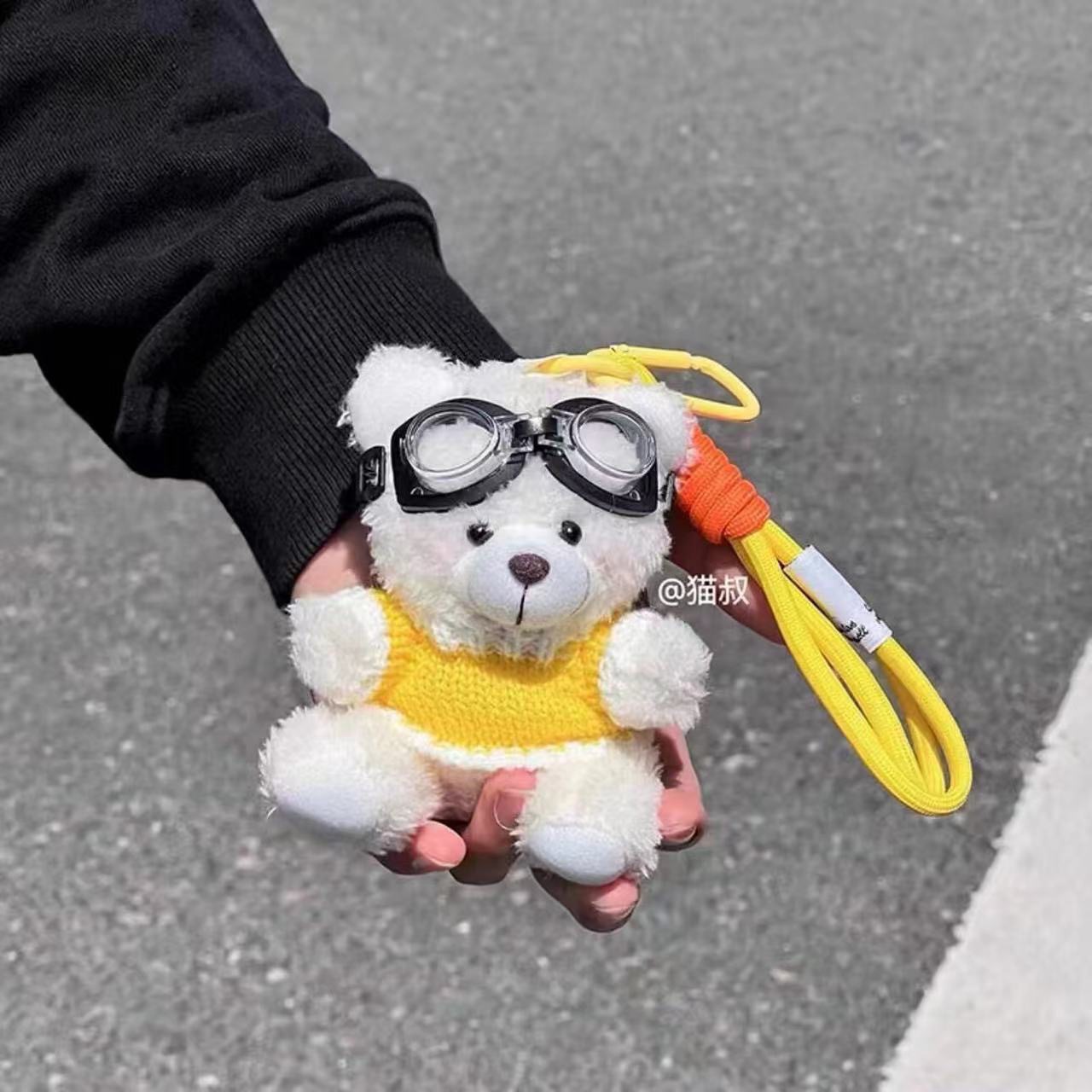 Pilot blush bear bag bag pendant backpack car key chain plush doll student trinket gift