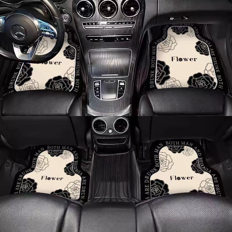 European and American car mat ring velvet universal car mat black and white light luxury non-slip wear-resistant car carpet mat