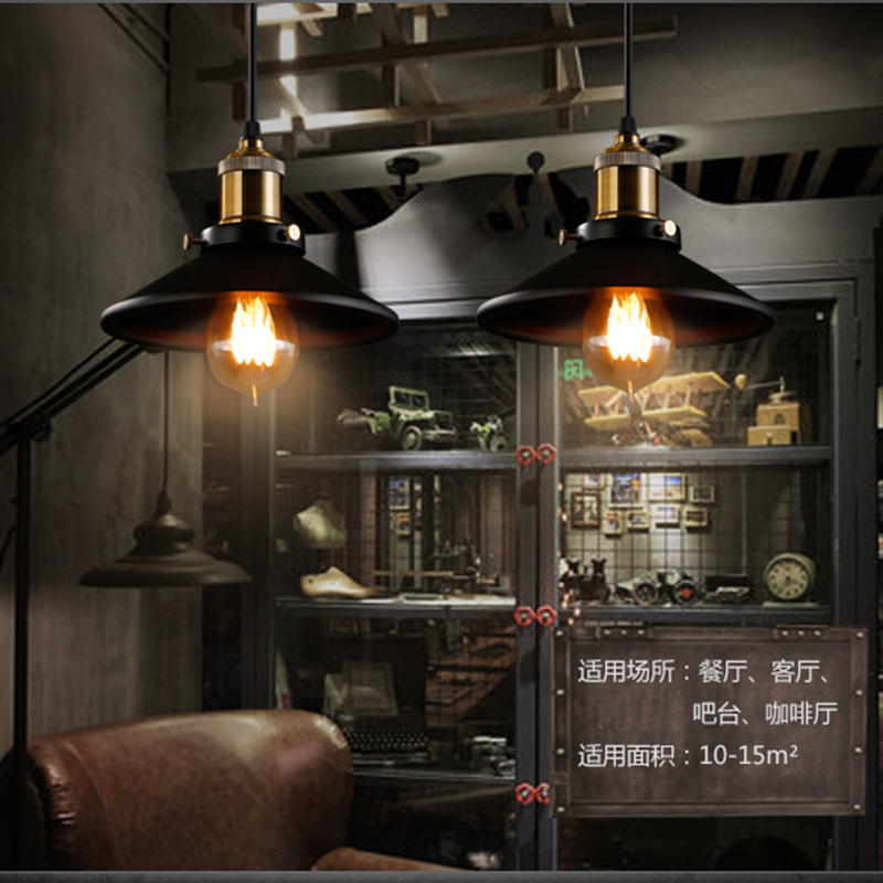 Loft Chandelier Iron Art Retro Black Modern Lamp Simple Restaurant Bar Lamp Single Head Industrial Style Hotel Engineering Lamp