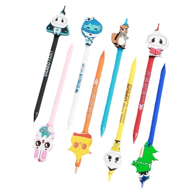 Acrylic cartoon patch pen press gel pen pvc soft glue patch high color value advertising pen logo