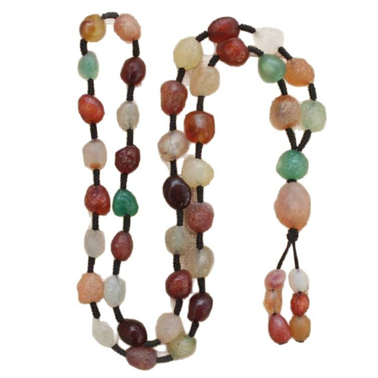 Natural Agate Raw Stone Wholesale Alxa Gobi Rainbow Necklace Accessories Sweater Chain Desert Scenery White Agate