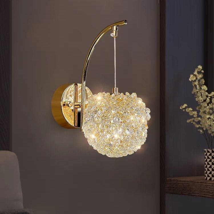 [Личи] Кристальная настенная лампа, светильник класса люкс, современный креативный подвесной светильник для спальни, интернет-знаменитость, висячая лампа для кровати