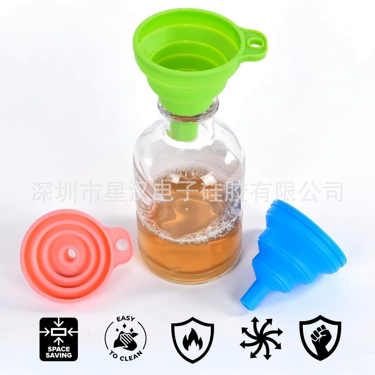 Food-Grade Portable Foldable Silicone Funnel for Home Kitchen Oil Pouring and Liquid Separation Tool, Retractable Silicone Small Funnel