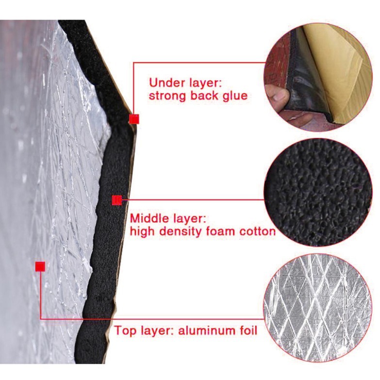 Car heat and sound insulation insulation pad 5mm 10mm thick aluminum foil heat insulation cotton door hood cross-border supply