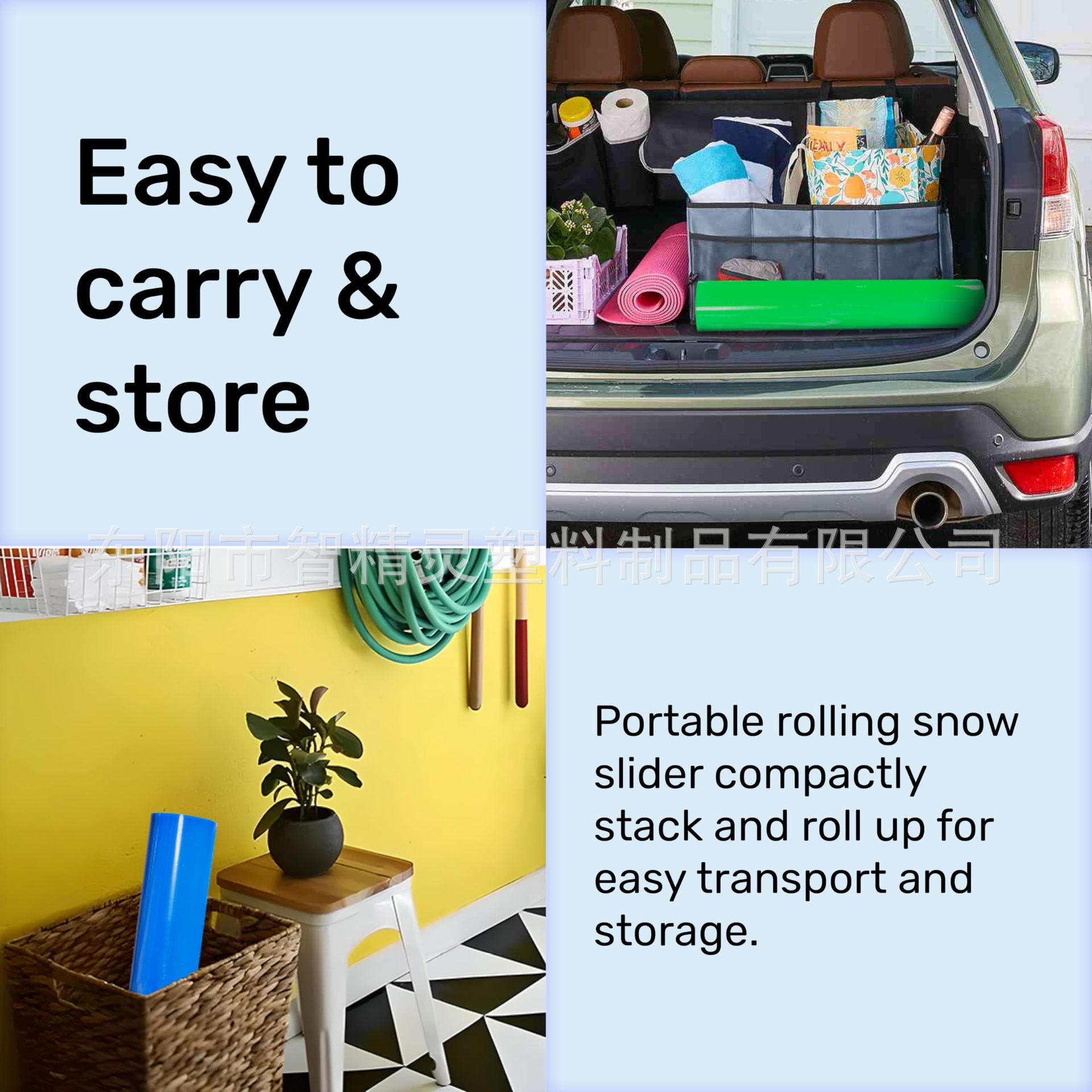 Thickened Ski Blanket, Wear-Resistant, Rollable Snow Sled with Handle, Foldable, Lightweight Ski Sandboard, Can Carry Heavy Objects