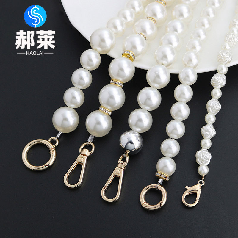 in stock Woven Pearl Bag with Handheld Pearl Bag Chain Crosbody Water Cup Toy Mobile Phone Chain DIY Pearl Chain
