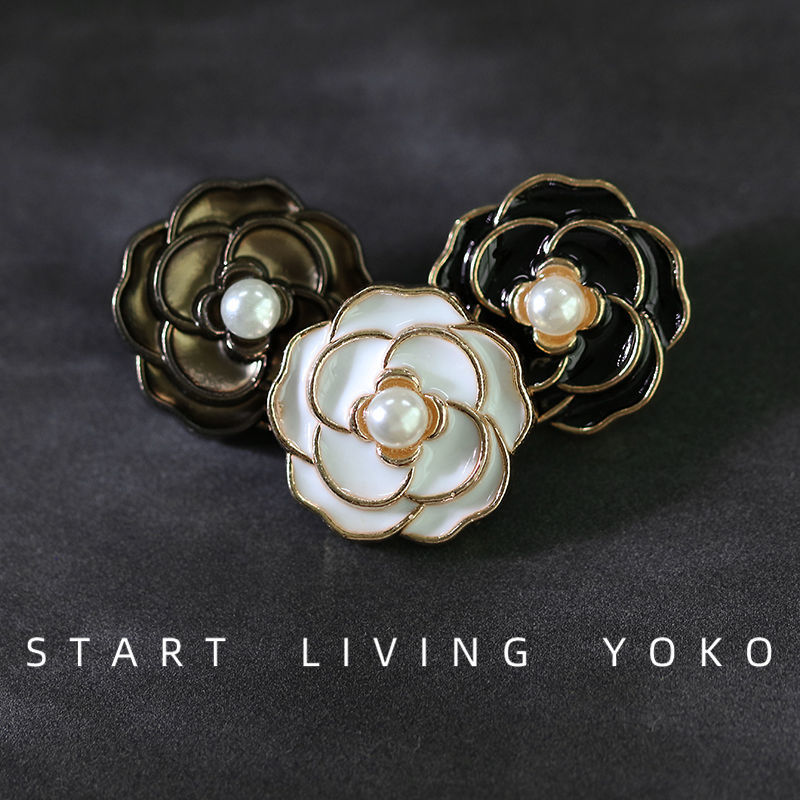Vintage-Style Metal Flower-Shaped Buttons Pearl Buttons for Blazers, Coats, Sweaters Decorative Buttons Versatile Buttons