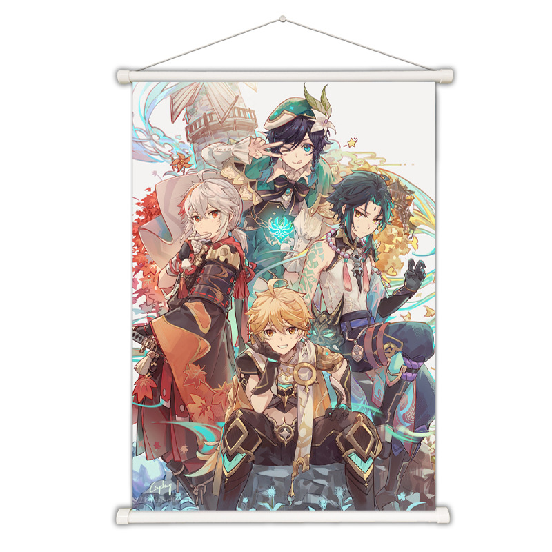Dongguan Factory Game Animation Hanging Painting Custom Spray-Painted Fabric Star Scroll Painting Cartoon Two-Dimensional Peripheral Poster