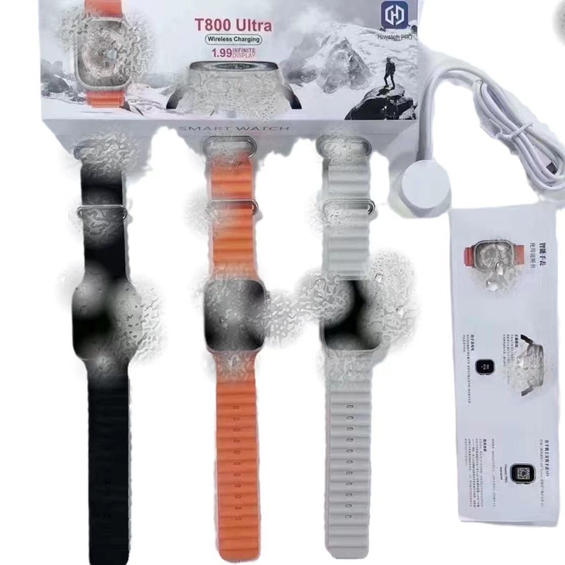 T800 Ultra Smart Watch Bluetooth Call Watch Wireless Charging Heart Rate Monitoring Sports Smart Watch Factory