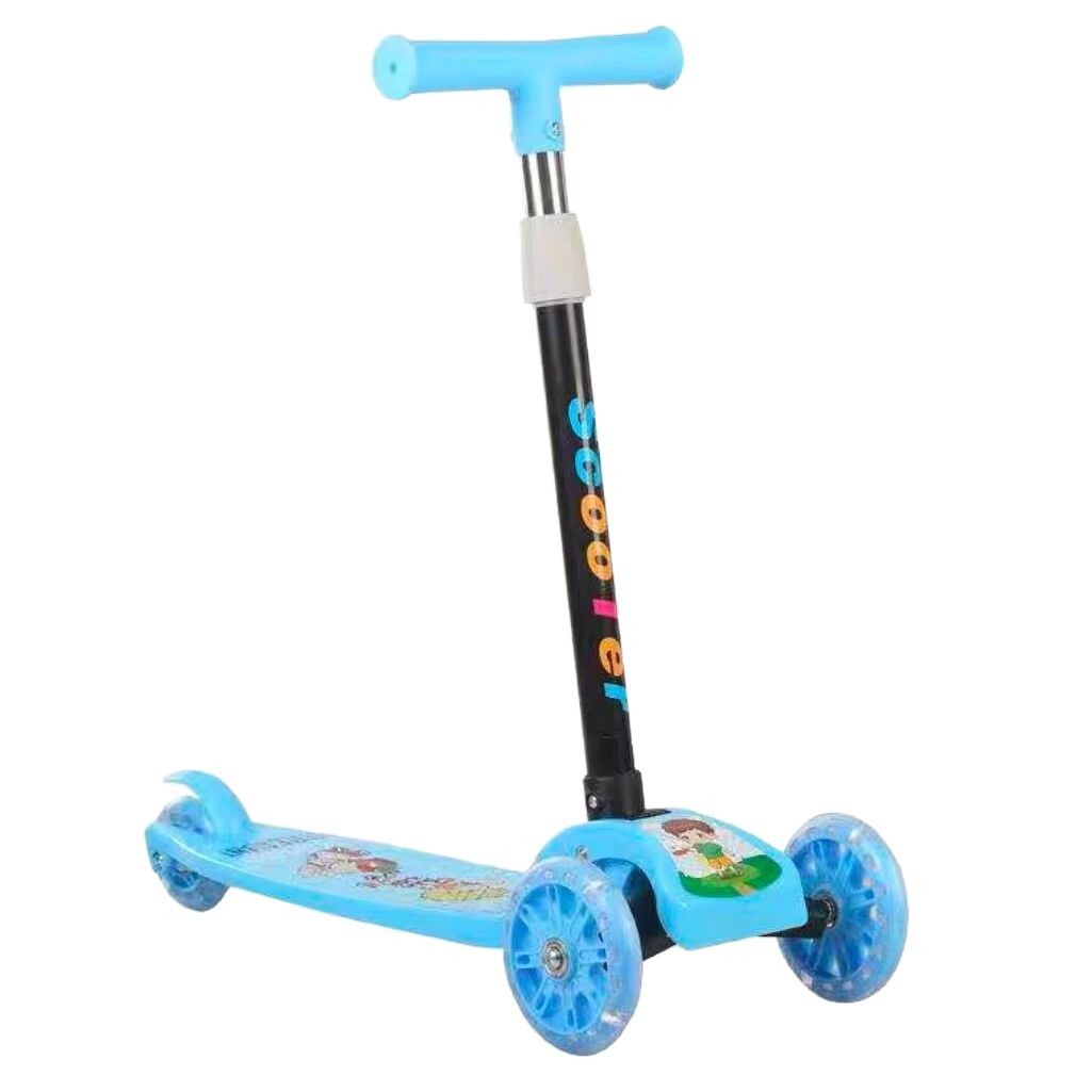 Foldable four-speed adjustable one-foot pedal scooter flash wheel suitable for children from 2 to 10 years old sports toy