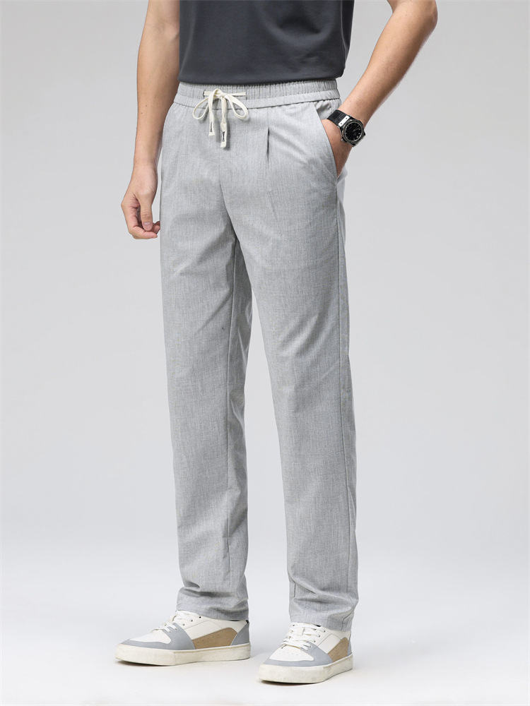 Dad pants spring and autumn loose straight elastic waist middle-aged men's pants summer middle-aged men's casual pants men