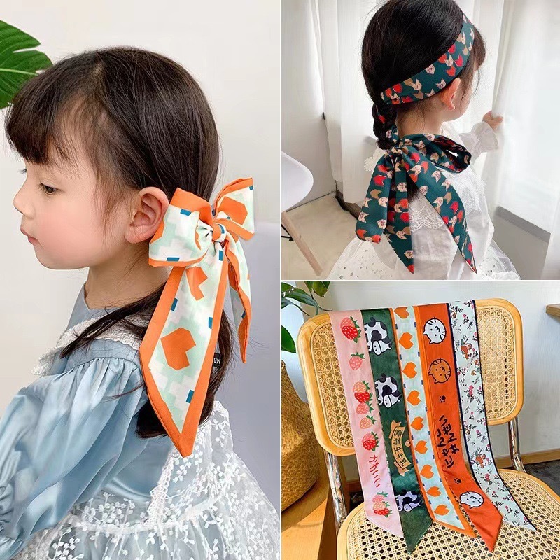 Satin High-end Style Hair Tie Long Silk Scarf Hair Band Elegant Simple All-match Hair String Ribbon Hair Accessories Women's Tie Bag