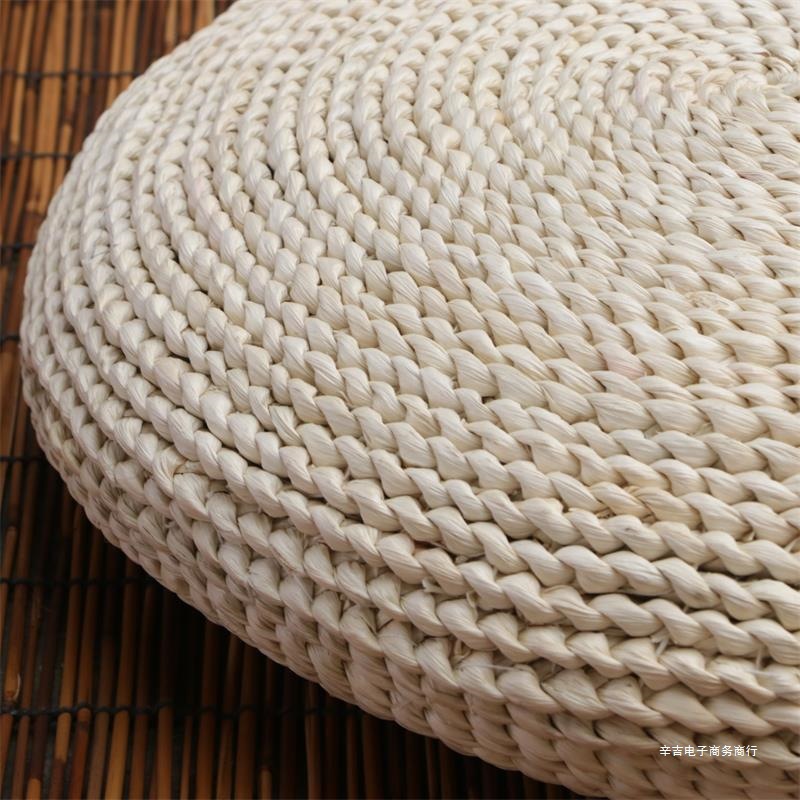Thickened Straw Mat Cushion for Sitting, Corn Husk Chinese-Style Meditation Round Mat for Children, Straw Mat for Bay Window