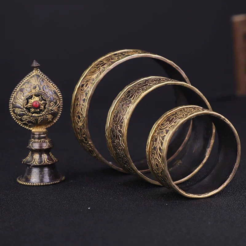 Xizang Supplies Nepal Imported Copper Gold Plated Handmade Carved Manzaman Tea Luo Home Supplies Thick