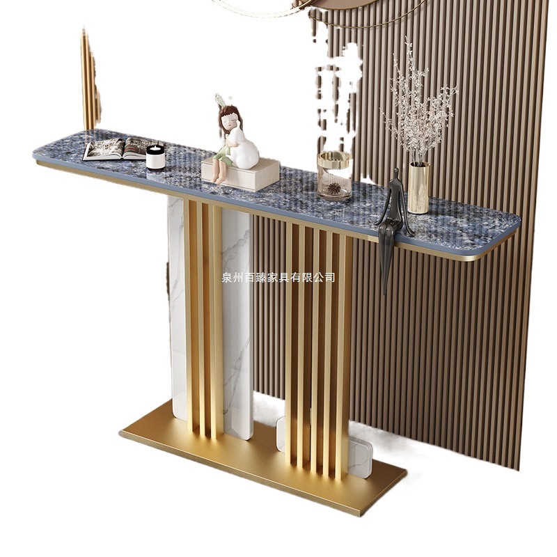 New Slate Creative Entryway Table, Minimalist Entryway Cabinet, Wall-Mounted Semi-Circular Marble Console, Light Luxury