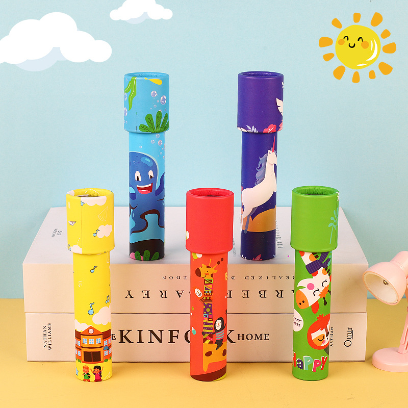 New Cartoon Medium-Sized Rotating Kaleidoscope Magical Magic Versatile Interior View Kaleidoscope Kindergarten Kidsren's Small Toys