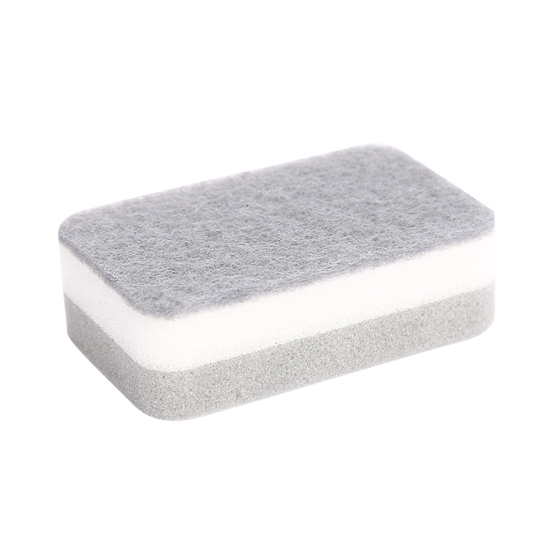Factory supply dishwashing sponge cleaning sponge gray double-sided kitchen brush bowl gray white scouring pad
