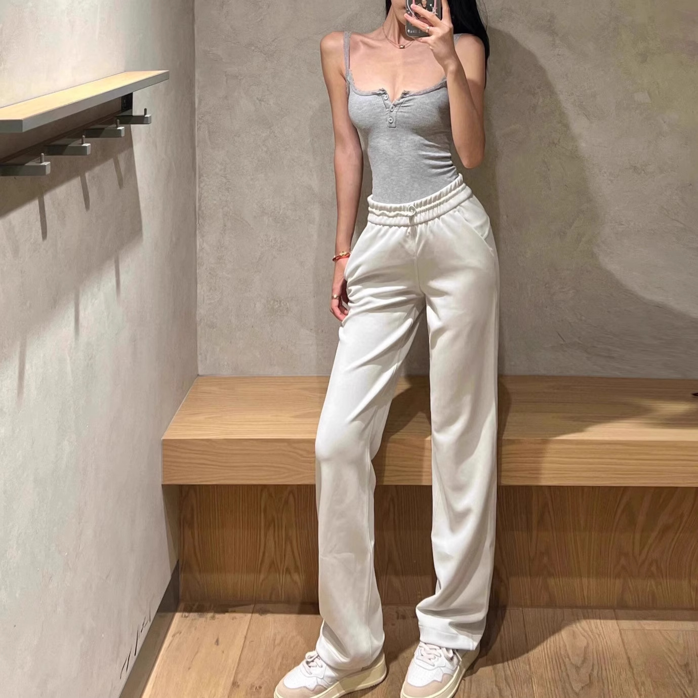 Lulu New Straight Air Pants Women's Long Softstreme Wide Leg Slim Casual Loose High Waist Sports Pants