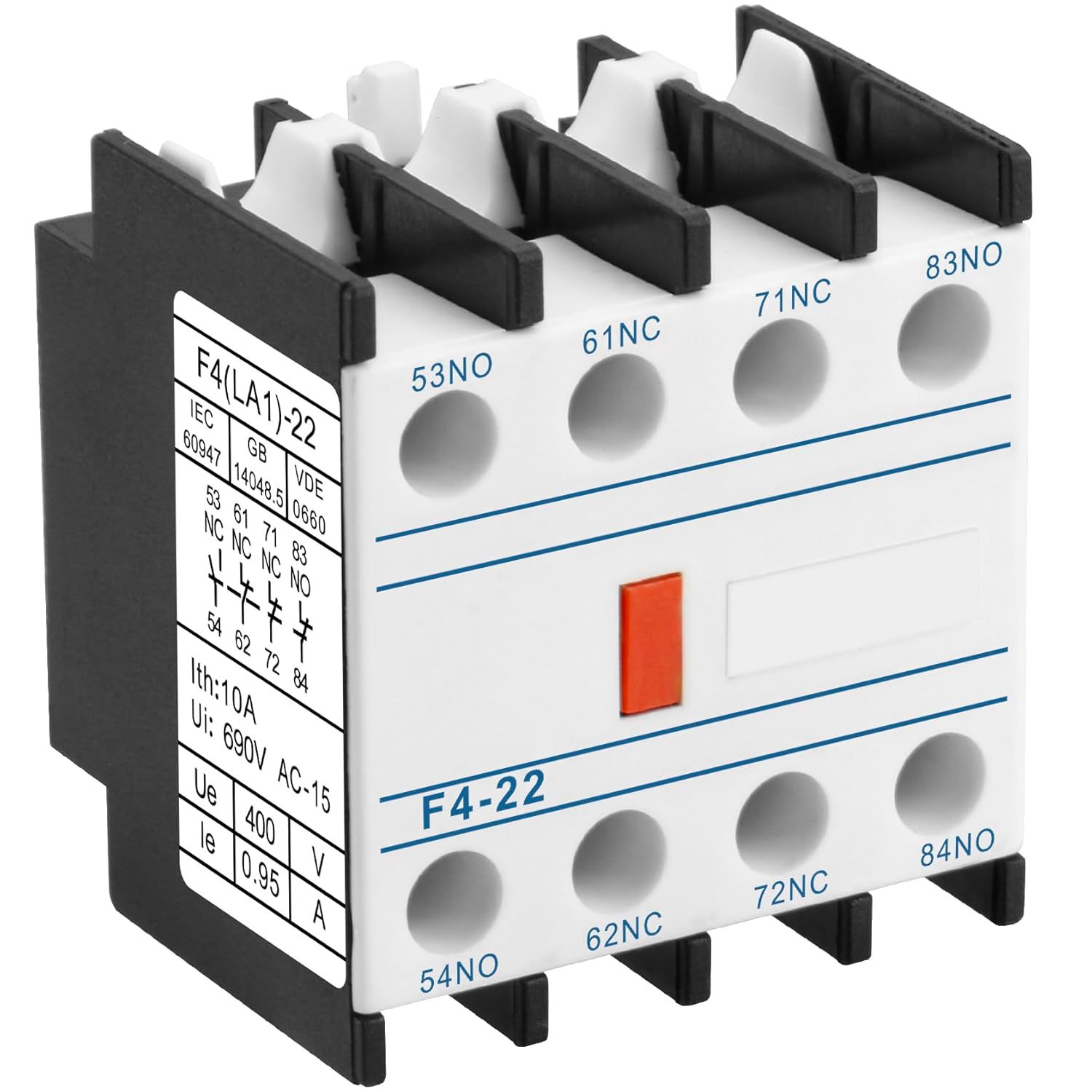 Heschen AC-контактор вспомогательные контактные блоки, F4-22, 4-полюсный, 2NO