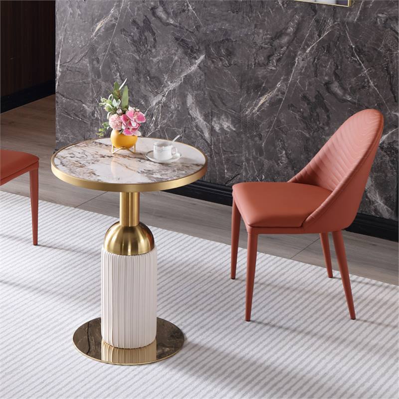 Slate Table, Light Luxury Negotiation Table, Modern Simple Small Round Table, Sales Department Reception Table, Balcony Marble Table