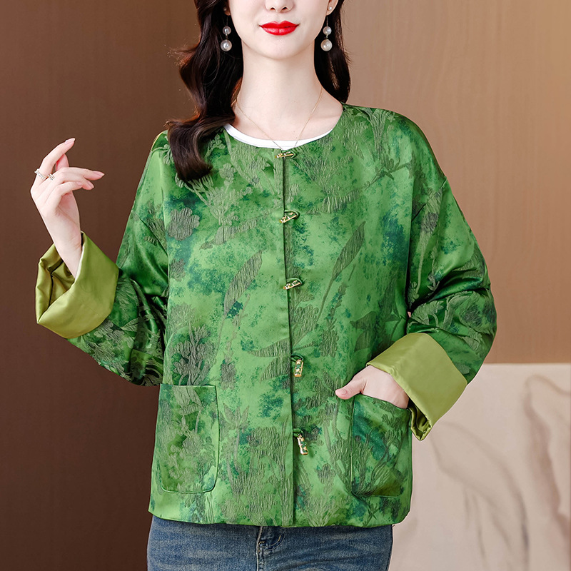 2025 spring new women's dignified atmosphere new Chinese style high-end national style jacquard long sleeve round neck coat