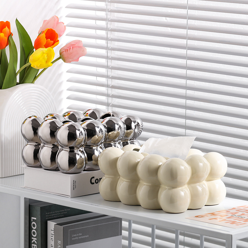 Advanced Sense Ceramic Tissue Box Creative Entry Luxury Living Room Home Coffee Table Decorations Niche Design Paper Box