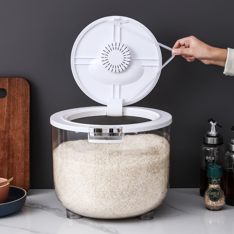 Nordic Transparent Insect-Proof Moisture-Proof Sealed Rice Bucket Household Kitchen Flour Grain Storage Jar Grain Storage Box