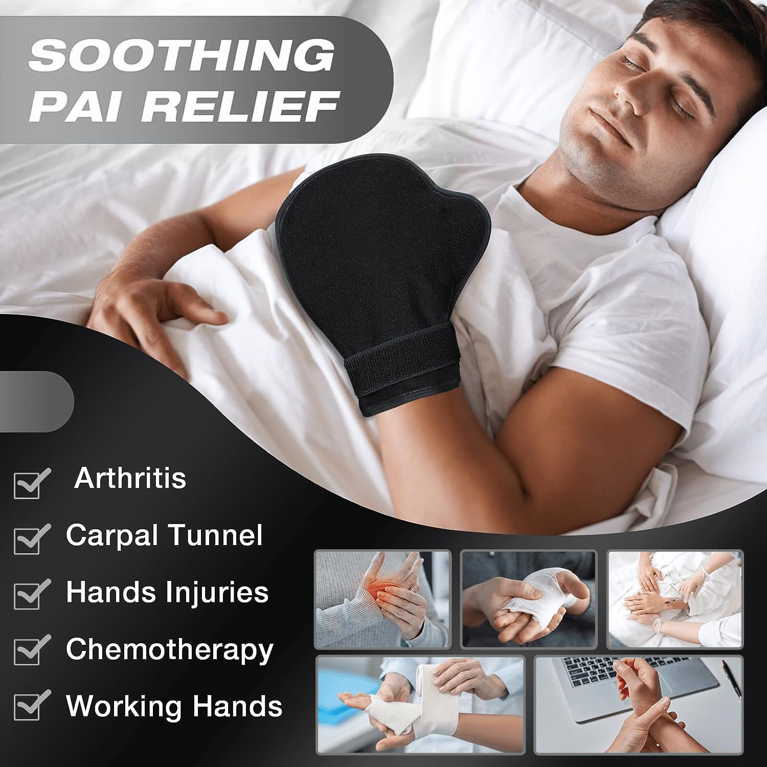 New Black Ok Cloth Material Gel Gloves for Hot and Cold Therapy, Comfortable Ice Pad, Ice Pack for Hand Pain Relief