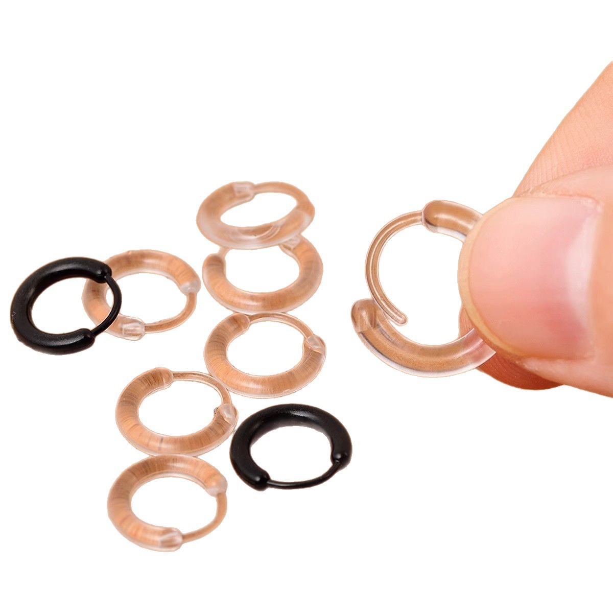 Black Transparent Resin Earrings for Pierced Ears, Simple Ear Bone Rings for Sleeping, No Need to Remove, Anti-Blocking, Invisible Ear Studs, Ear Rings, Ear Buckles