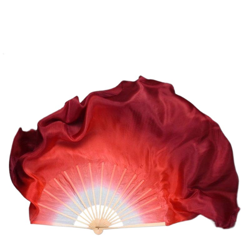 Wanjiang Dance Fan Dancing Fan Silk Large Double-sided dark red Gradual Change Yangko Square Dance Jiaozhou Fan Jiaozhou Ancient