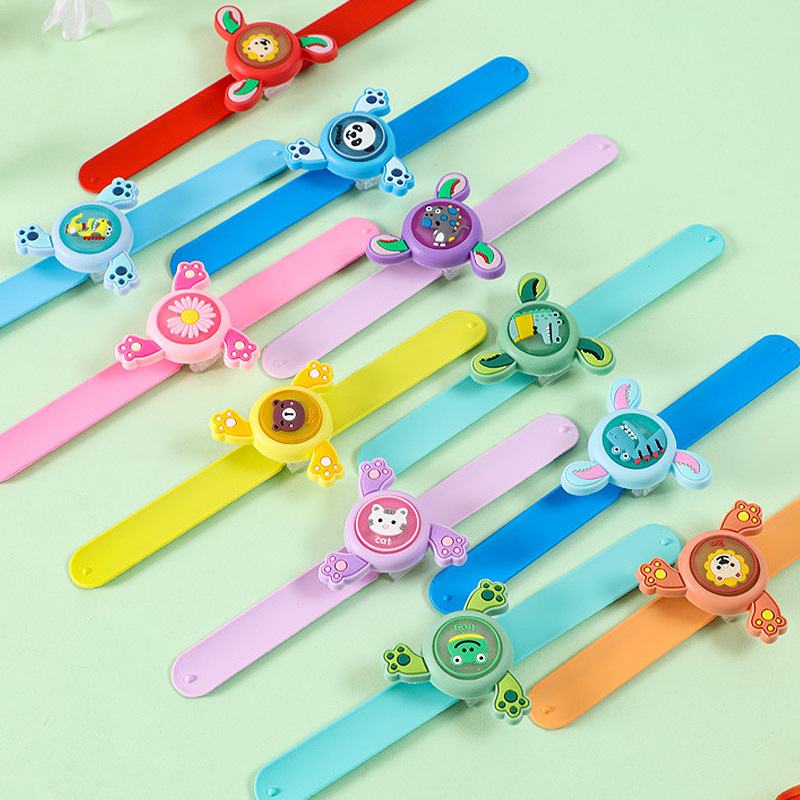 Children's Flash Watch Summer Bracelet Gyro Snap Ring Cartoon Rotating Protective Bracelet Boxed Small Toys Wholesale