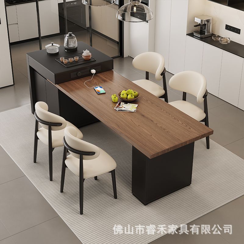 Стол из массива дерева с каменной плитой, обеденный стол, интегрированный, современный, телескопический, простой, итальянский, для малогабаритной квартиры