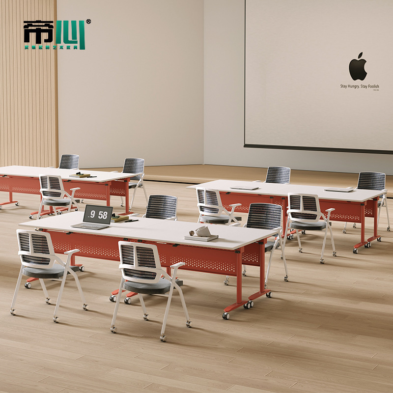Folding Training Table, Movable Mechanism, Table and Chair Combination, Office Table, Conference Table, Folding Desks and Chairs