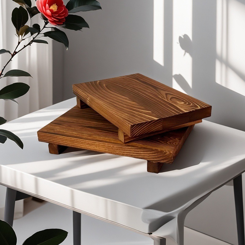 Solid Wood Tray Ornaments Wooden Household Storage Tray Pine Charcoal Burning Board Simple Desktop Decorative Tray