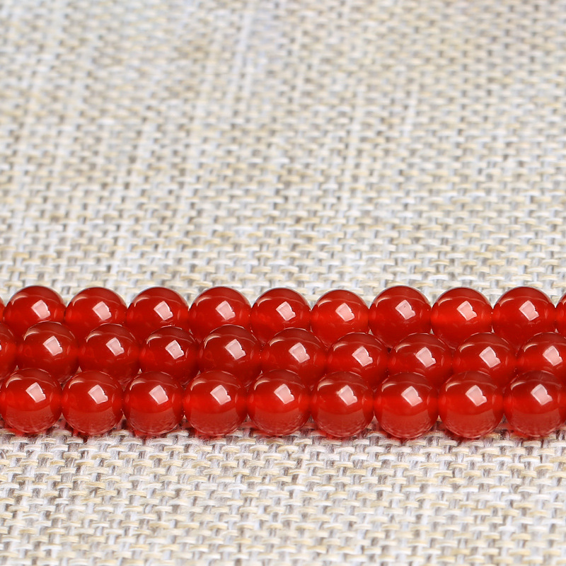 Natural Crystal 7A Red Agate Loose Beads DIY Jewelry Accessories Hand String Beads Red Agate Semi-Finished Products Wholesale