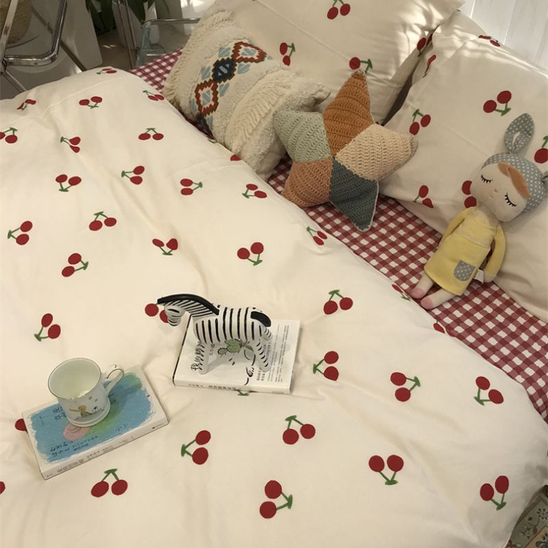 Nanjiren Four-piece Set Washed Cotton Quilt Cover Student Dormitory Bed Single Quilt Three-piece Set Bedding Quilt Cover