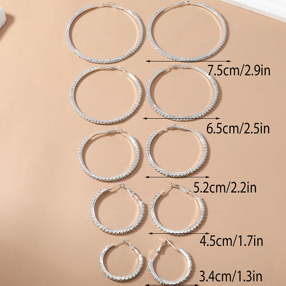 Cross-border Explosions Rhinestone Ear Ring Earrings Simple and Generous Fashion Single Product Ladies Jewelry Daily Matching Personality Earrings