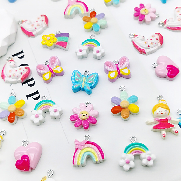 New Cartoon Pendant DIY Jewelry Resin Pendant Accessories Creative Necklace Earrings Keychain Mobile Phone Chain Pendant