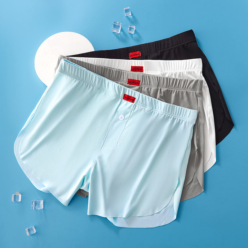Summer Ice Silk Aro Men's Four-Corner Underwear Ultra-Thin Breathable Home Pants Loose Breathable Four-Corner Men's Underwear