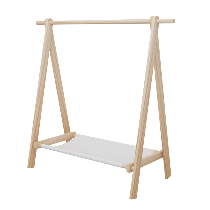 Children's Wooden Clothes Hanger Pet Dog Baby Vertical Solid Wood Floor-Standing Household Cat Dormitory Wooden Clothes Zhaozhisun
