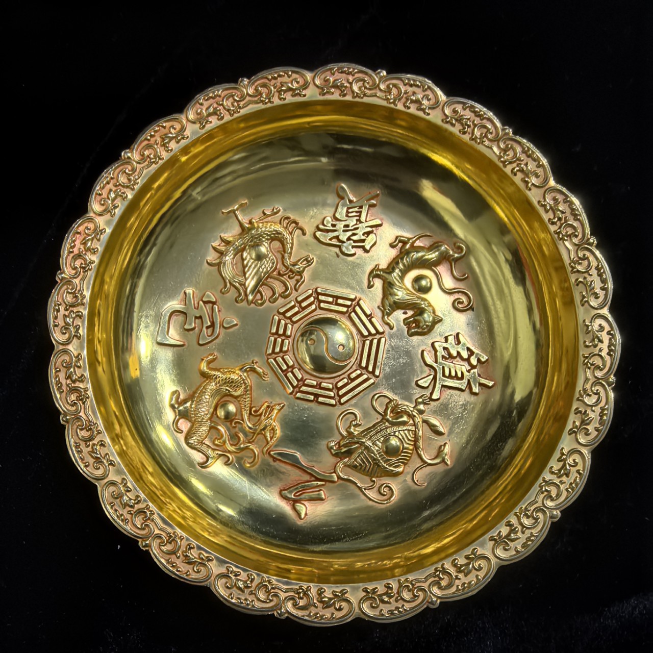 Antique Bronze Pure Copper Gilt Plate Dish Home Furnishings Antique Collection